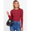 imageANRABESS Womens Long Sleeve Slim Fit Crewneck Lightweight Sweaters 2025 Fall Winter Basic Fitted Rib Knit Pullover TopsRed