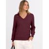 imageANRABESS Womens Long Sleeve V Neck Sweaters 2025 Fall Casual Classic Soft Loose Fit Basic Pullover Jumper TopDark Red