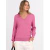 imageANRABESS Womens Long Sleeve V Neck Sweaters 2025 Fall Casual Classic Soft Loose Fit Basic Pullover Jumper TopHot Pink