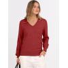 imageANRABESS Womens Long Sleeve V Neck Sweaters 2025 Fall Casual Classic Soft Loose Fit Basic Pullover Jumper TopRed