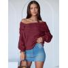 imageANRABESS Womens Off The Shoulder Sweater Long Sleeve Casual Loose 2025 Fall Pullover Sweaters TopsBerry Red
