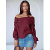imageANRABESS Womens Off The Shoulder Sweater Long Sleeve Casual Loose 2025 Fall Pullover Sweaters TopsBerry Red