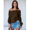 imageANRABESS Womens Off The Shoulder Sweater Long Sleeve Casual Loose 2025 Fall Pullover Sweaters TopsMocha