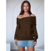 imageANRABESS Womens Off The Shoulder Sweater Long Sleeve Casual Loose 2025 Fall Pullover Sweaters TopsMocha