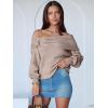 imageANRABESS Womens Off The Shoulder Sweater Long Sleeve Casual Loose 2025 Fall Pullover Sweaters TopsWarm Khaki