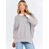 imageANRABESS Womens Oversized Sweaters Fall 2025 Fashion Crewneck Batwing Long Sleeve Side Slit Knit Pullover Sweater TopsBeige Grey