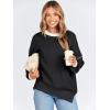 imageANRABESS Womens Oversized Sweaters Fall 2025 Fashion Crewneck Batwing Long Sleeve Side Slit Knit Pullover Sweater TopsBlack