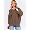 imageANRABESS Womens Oversized Sweaters Fall 2025 Fashion Crewneck Batwing Long Sleeve Side Slit Knit Pullover Sweater TopsBrown