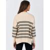 imageANRABESS Womens Oversized Sweaters Fall 2025 Fashion Crewneck Batwing Long Sleeve Side Slit Knit Pullover Sweater TopsDouble Stripe Black