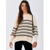 imageANRABESS Womens Oversized Sweaters Fall 2025 Fashion Crewneck Batwing Long Sleeve Side Slit Knit Pullover Sweater TopsDouble Stripe Black