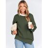 imageANRABESS Womens Oversized Sweaters Fall 2025 Fashion Crewneck Batwing Long Sleeve Side Slit Knit Pullover Sweater TopsGreen