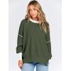imageANRABESS Womens Oversized Sweaters Fall 2025 Fashion Crewneck Batwing Long Sleeve Side Slit Knit Pullover Sweater TopsGreen