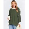 imageANRABESS Womens Oversized Sweaters Fall 2025 Fashion Crewneck Batwing Long Sleeve Side Slit Knit Pullover Sweater TopsGreen