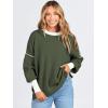 imageANRABESS Womens Oversized Sweaters Fall 2025 Fashion Crewneck Batwing Long Sleeve Side Slit Knit Pullover Sweater TopsGreen