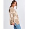 imageANRABESS Womens Oversized Sweaters Fall 2025 Fashion Crewneck Batwing Long Sleeve Side Slit Knit Pullover Sweater TopsKhaki Plaid