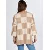 imageANRABESS Womens Oversized Sweaters Fall 2025 Fashion Crewneck Batwing Long Sleeve Side Slit Knit Pullover Sweater TopsKhaki Plaid