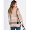 imageANRABESS Womens Oversized Sweaters Fall 2025 Fashion Crewneck Batwing Long Sleeve Side Slit Knit Pullover Sweater TopsPlaid Khaki