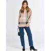 imageANRABESS Womens Oversized Sweaters Fall 2025 Fashion Crewneck Batwing Long Sleeve Side Slit Knit Pullover Sweater TopsPlaid Khaki