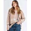 imageANRABESS Womens Oversized Sweaters Fall 2025 Fashion Crewneck Batwing Long Sleeve Side Slit Knit Pullover Sweater TopsPlaid Khaki