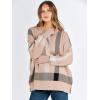 imageANRABESS Womens Oversized Sweaters Fall 2025 Fashion Crewneck Batwing Long Sleeve Side Slit Knit Pullover Sweater TopsPlaid Khaki
