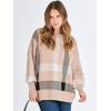 imageANRABESS Womens Oversized Sweaters Fall 2025 Fashion Crewneck Batwing Long Sleeve Side Slit Knit Pullover Sweater TopsPlaid Khaki