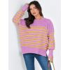 imageANRABESS Womens Oversized Sweaters Fall 2025 Fashion Crewneck Batwing Long Sleeve Side Slit Knit Pullover Sweater TopsPurple