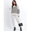 imageANRABESS Womens Oversized Sweaters Fall 2025 Fashion Crewneck Batwing Long Sleeve Side Slit Knit Pullover Sweater TopsStripe Black