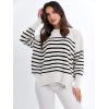 imageANRABESS Womens Oversized Sweaters Fall 2025 Fashion Crewneck Batwing Long Sleeve Side Slit Knit Pullover Sweater TopsStripe Black