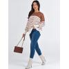 imageANRABESS Womens Oversized Sweaters Fall 2025 Fashion Crewneck Batwing Long Sleeve Side Slit Knit Pullover Sweater TopsStripe Caramel
