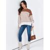 imageANRABESS Womens Oversized Sweaters Fall 2025 Fashion Crewneck Batwing Long Sleeve Side Slit Knit Pullover Sweater TopsStripe Caramel