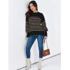 imageANRABESS Womens Oversized Sweaters Fall 2025 Fashion Crewneck Batwing Long Sleeve Side Slit Knit Pullover Sweater TopsStripe Yellow