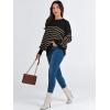 imageANRABESS Womens Oversized Sweaters Fall 2025 Fashion Crewneck Batwing Long Sleeve Side Slit Knit Pullover Sweater TopsStripe Yellow