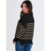 imageANRABESS Womens Oversized Sweaters Fall 2025 Fashion Crewneck Batwing Long Sleeve Side Slit Knit Pullover Sweater TopsStripe Yellow