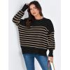 imageANRABESS Womens Oversized Sweaters Fall 2025 Fashion Crewneck Batwing Long Sleeve Side Slit Knit Pullover Sweater TopsStripe Yellow