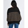 imageANRABESS Womens Oversized Sweaters Fall 2025 Fashion Crewneck Batwing Long Sleeve Side Slit Knit Pullover Sweater TopsStripe Yellow