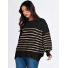 imageANRABESS Womens Oversized Sweaters Fall 2025 Fashion Crewneck Batwing Long Sleeve Side Slit Knit Pullover Sweater TopsStripe Yellow