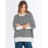 imageANRABESS Womens Oversized Sweaters Fall 2025 Fashion Crewneck Batwing Long Sleeve Side Slit Knit Pullover Sweater TopsWave Black