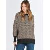 imageANRABESS Womens Oversized Sweaters Fall 2025 Fashion Crewneck Batwing Long Sleeve Side Slit Knit Pullover Sweater TopsWave Brown