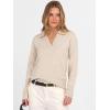 imageANRABESS Womens Polo V Neck Long Sleeve Sweaters Lightweight Dressy Casual Business Basic Knit Pullover Top 2025 Fall OutfitsAlmond