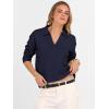 imageANRABESS Womens Polo V Neck Long Sleeve Sweaters Lightweight Dressy Casual Business Basic Knit Pullover Top 2025 Fall OutfitsNavy Blue