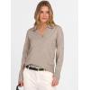 imageANRABESS Womens Polo V Neck Long Sleeve Sweaters Lightweight Dressy Casual Business Basic Knit Pullover Top 2025 Fall OutfitsTan
