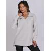imageANRABESS Womens Quarter Zip Oversized Long Sleeve Ribbed Knit Tunic SweatshirtsLight Grey