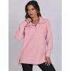 imageANRABESS Womens Quarter Zip Oversized Long Sleeve Ribbed Knit Tunic SweatshirtsPink