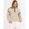 imageANRABESS Womens Quarter Zip Sweaters 2025 Fall Long Sleeve V Neck Collared Business Casual Tops Knit Pullover Sweater ShirtsAlmond