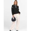 imageANRABESS Womens Quarter Zip Sweaters 2025 Fall Long Sleeve V Neck Collared Business Casual Tops Knit Pullover Sweater ShirtsBlack