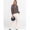 imageANRABESS Womens Quarter Zip Sweaters 2025 Fall Long Sleeve V Neck Collared Business Casual Tops Knit Pullover Sweater ShirtsCoffee