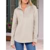 imageANRABESS Womens Quarter Zip Sweatshirts 2025 Fall Long Sleeve Comfy Relaxed Casual Lightweight Pullover Tops with ThumbholeAlmond
