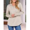 imageANRABESS Womens Quarter Zip Sweatshirts 2025 Fall Long Sleeve Comfy Relaxed Casual Lightweight Pullover Tops with ThumbholeAlmond