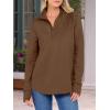 imageANRABESS Womens Quarter Zip Sweatshirts 2025 Fall Long Sleeve Comfy Relaxed Casual Lightweight Pullover Tops with ThumbholeBrown