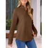 imageANRABESS Womens Quarter Zip Sweatshirts 2025 Fall Long Sleeve Comfy Relaxed Casual Lightweight Pullover Tops with ThumbholeBrown